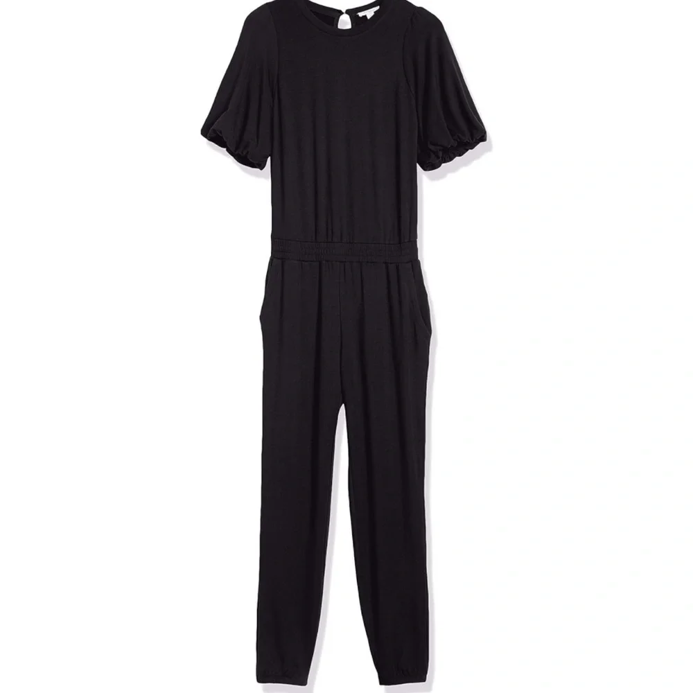 NWT Daily Ritual Women's Puff-Sleeve Supersoft Terry Jumpsuit, Black, M